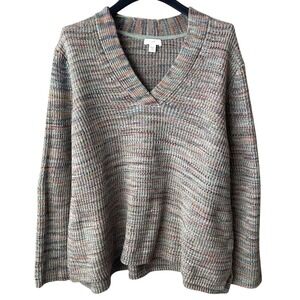 J. Jill XL Petite Pullover Sweater Womens‎ Boho Space Dye V-Neck Knit